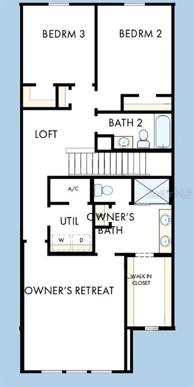 This is a floor plan for the upper level of a house featuring three bedrooms — 5588 COOPERS HAWK CT, ST CLOUD, FL