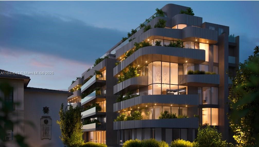 This is a rendering of a modern multi-story residential building with curved balconies and greenery — 8 Via Borroni Monsignore Paolo # 22, Lo, Lo