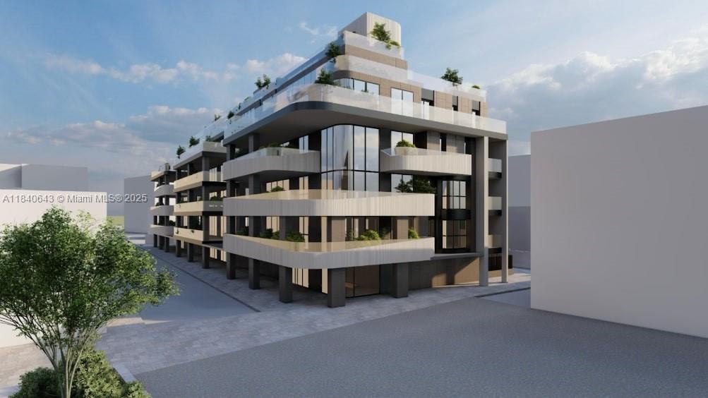 This is a digital rendering of a modern multi-story residential building with wrap-around balconies — 8 Via Borroni Monsignore Paolo # 22, Lo, Lo