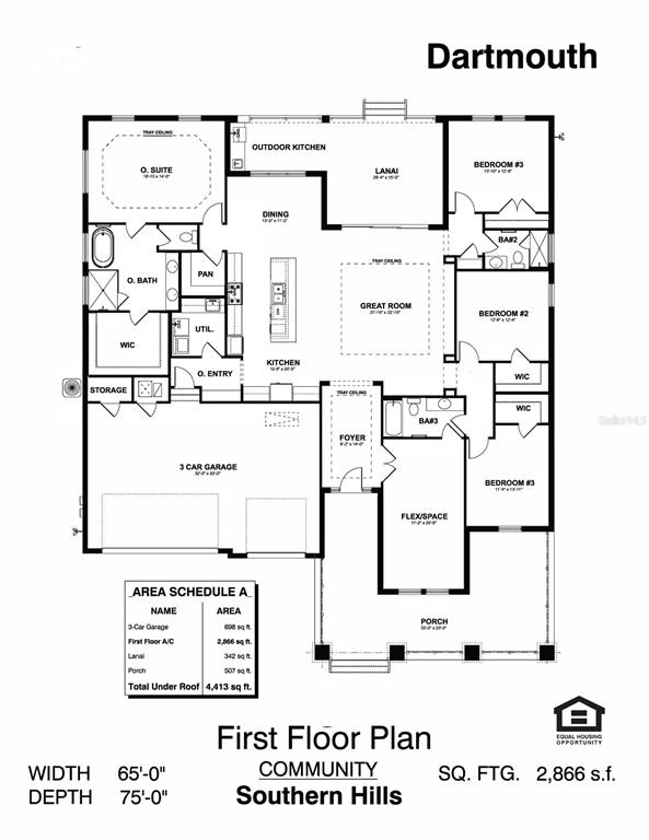 This is a floor plan for a house named Dartmouth in the Southern Hills community — 4492 MAJESTIC HILLS LOOP, BROOKSVILLE, FL