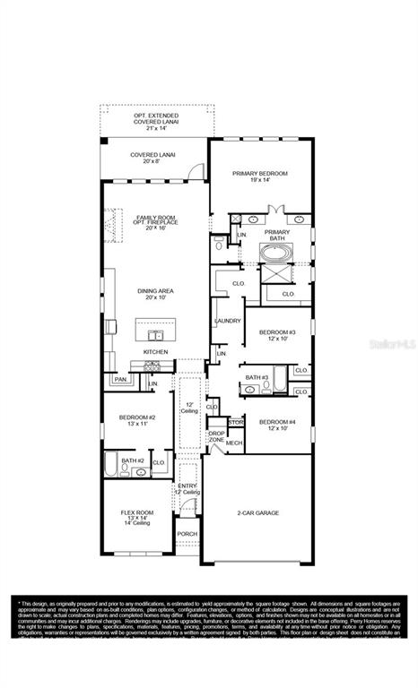 This is a floor plan for a single-story house with four bedrooms and a garage — 13038 CAMELOT LANE, PUNTA GORDA, FL