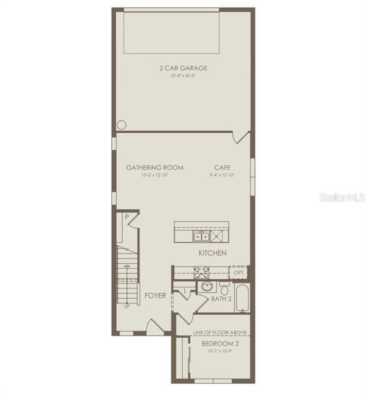 This is a floor plan for the first level of a home featuring a garage — 1186 FARM BRIDGE ROAD, ORLANDO, FL