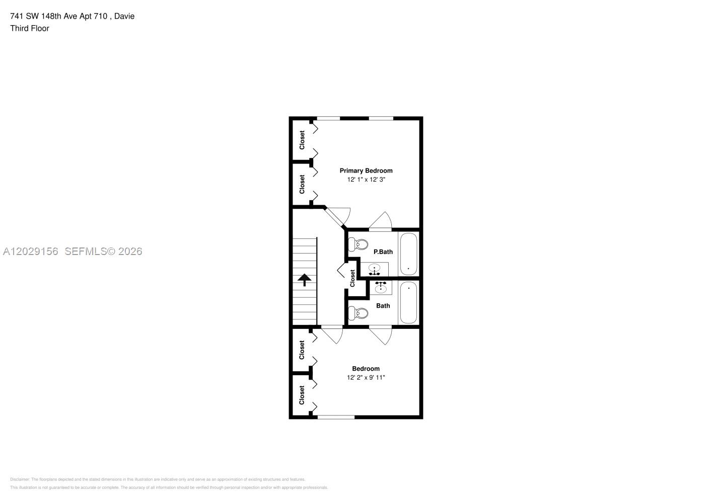 This is a floor plan for a two-bedroom apartment with two bathrooms — SUNRISE, FL