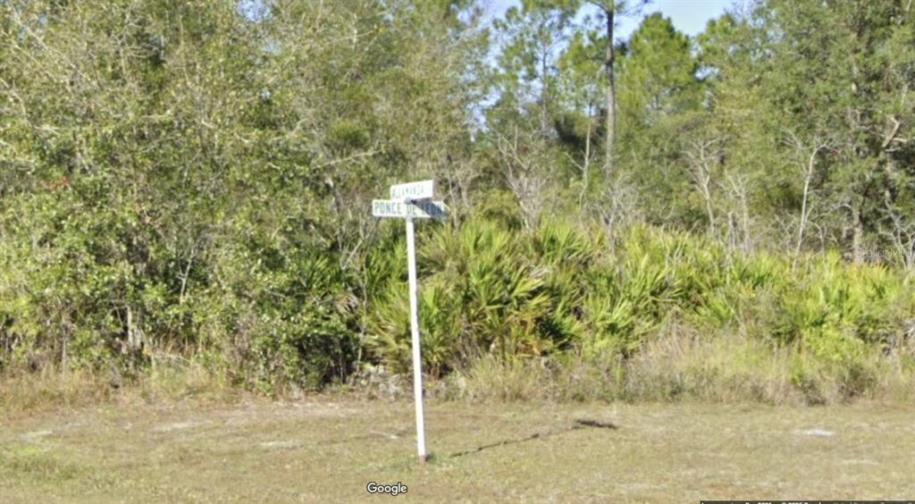 A street sign stands at the intersection of Allamanda and Ponce de Leon in a wooded area — 404 ALLAMANDA DRIVE, INDIAN LAKE ESTATES, FL