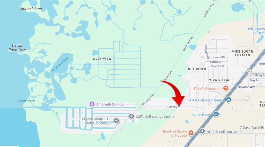 This is a map showing the location of a property near Old Dixie Highway — 8165 GULF WAY, HUDSON, FL
