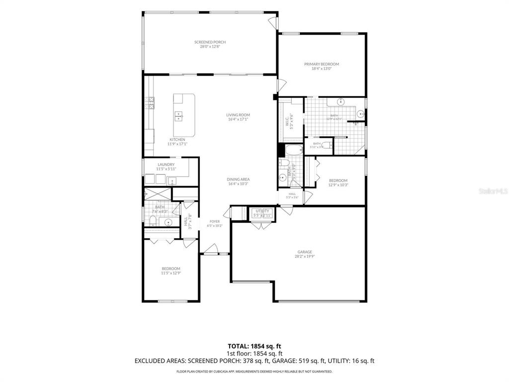 This is a floor plan for a single-story house with three bedrooms and a garage — 5996 DELPHINA LOOP, THE VILLAGES, FL
