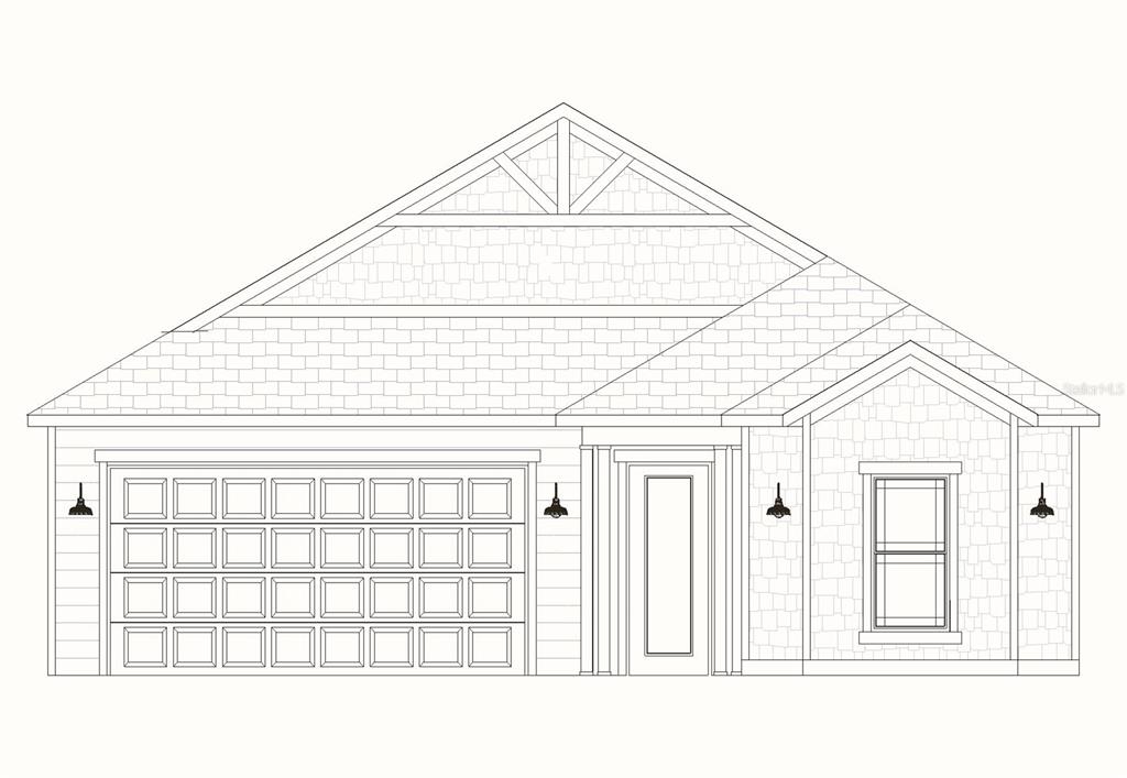 This is an architectural rendering of the front exterior of a single-story house — 853 NW 132ND BOULEVARD, NEWBERRY, FL