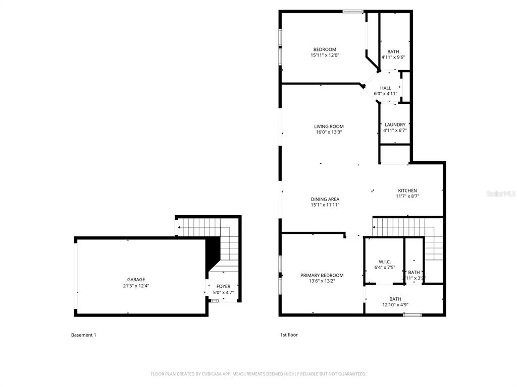 This is a floor plan showing a garage, a primary bedroom, and additional living spaces — 10235 CALA LILY TRAIL UNIT 35A, ORLANDO, FL