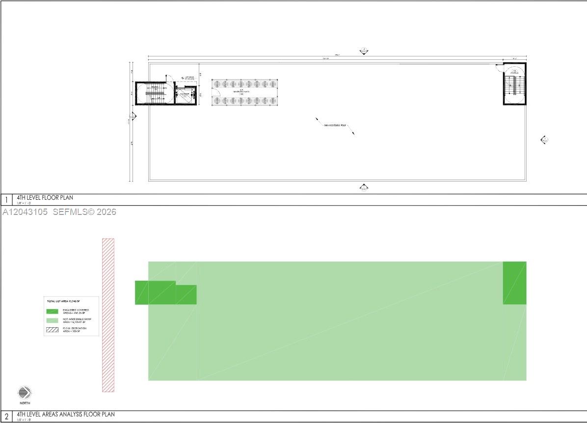 This image shows a floor plan and an area analysis diagram for the fourth level of a building — 2215 Adams St, Hollywood FL 33020, HOLLYWOOD, FL