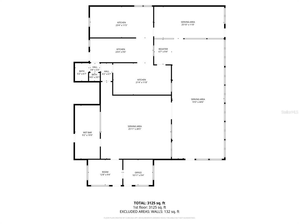 This is a floor plan for a commercial space featuring multiple kitchens and serving areas — 108 MARINA ROAD, HAMPDEN, ME