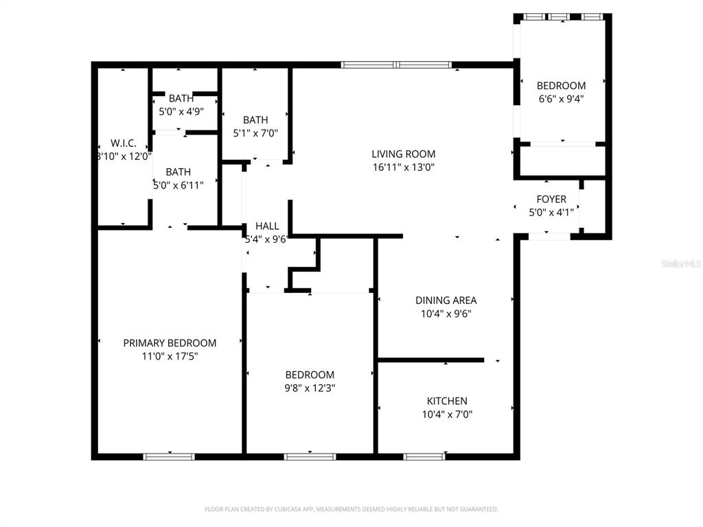 This is a floor plan of a residential unit featuring three bedrooms and three bathrooms — 500 NEWELL HILL ROAD UNIT 101A, LEESBURG, FL