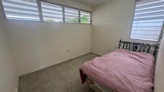 A bedroom with a bed, carpeted flooring, and horizontal blinds on the windows — 39 SIMPLICIO, JUNCOS, PR