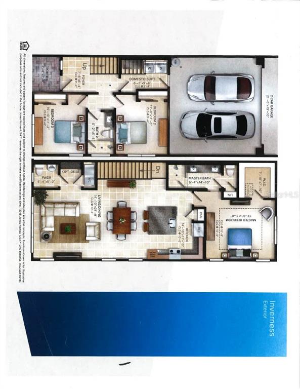 This is a floor plan for a two-story home featuring a garage and multiple bedrooms — 9467 MERE PARKWAY, ORLANDO, FL