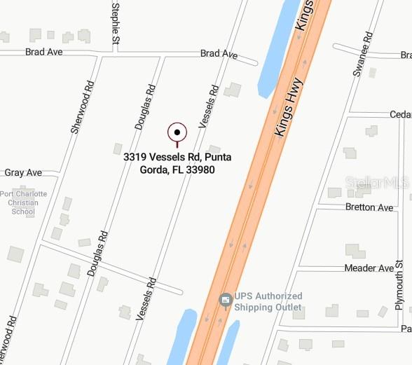 This is a map showing the location of 3319 Vessels Rd in Punta Gorda, Florida — 3319 VESSELS ROAD, PUNTA GORDA, FL