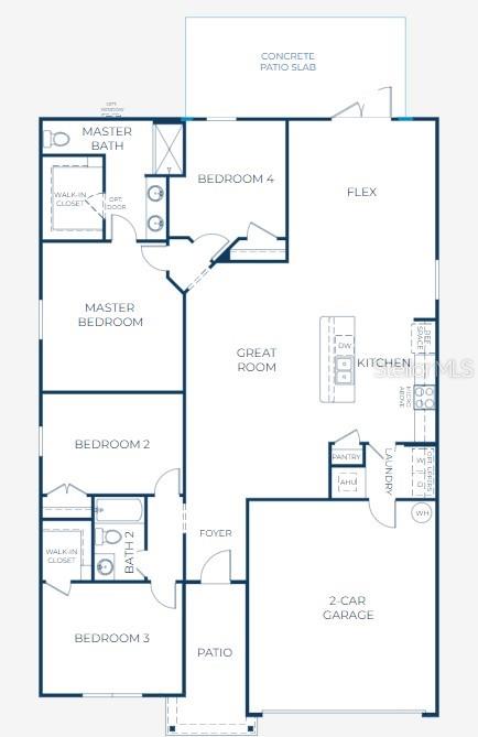 This is a floor plan for a single-story house with four bedrooms and a garage — 31563 WILD GRAPE LANE, BROOKSVILLE, FL