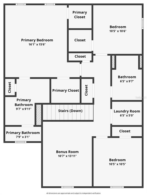 This floor plan shows the layout of an upper level with three bedrooms and two bathrooms — 11912 THORNCREST DRIVE, SPRING HILL, FL