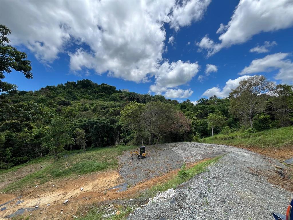 A gravel driveway leads to a cleared lot with a small excavator against a hillside — LOT 5 KM 2.5 CARRETERA 856, CAROLINA, PR