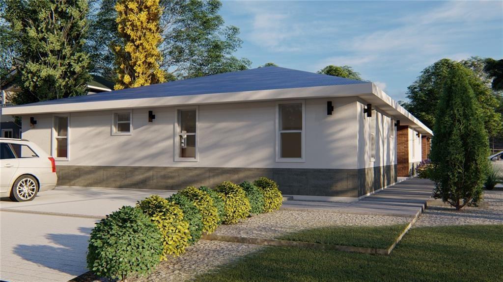 A digital rendering of a single-story house exterior with a light-colored facade and concrete base — 201 NW 12th Street # 1, Pompano Beach FL 33060, POMPANO BEACH, FL