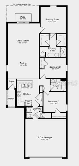 This is a floor plan for a single-story home with three bedrooms and a garage — 6565 EQUINOX LANE, NORTH FORT MYERS, FL