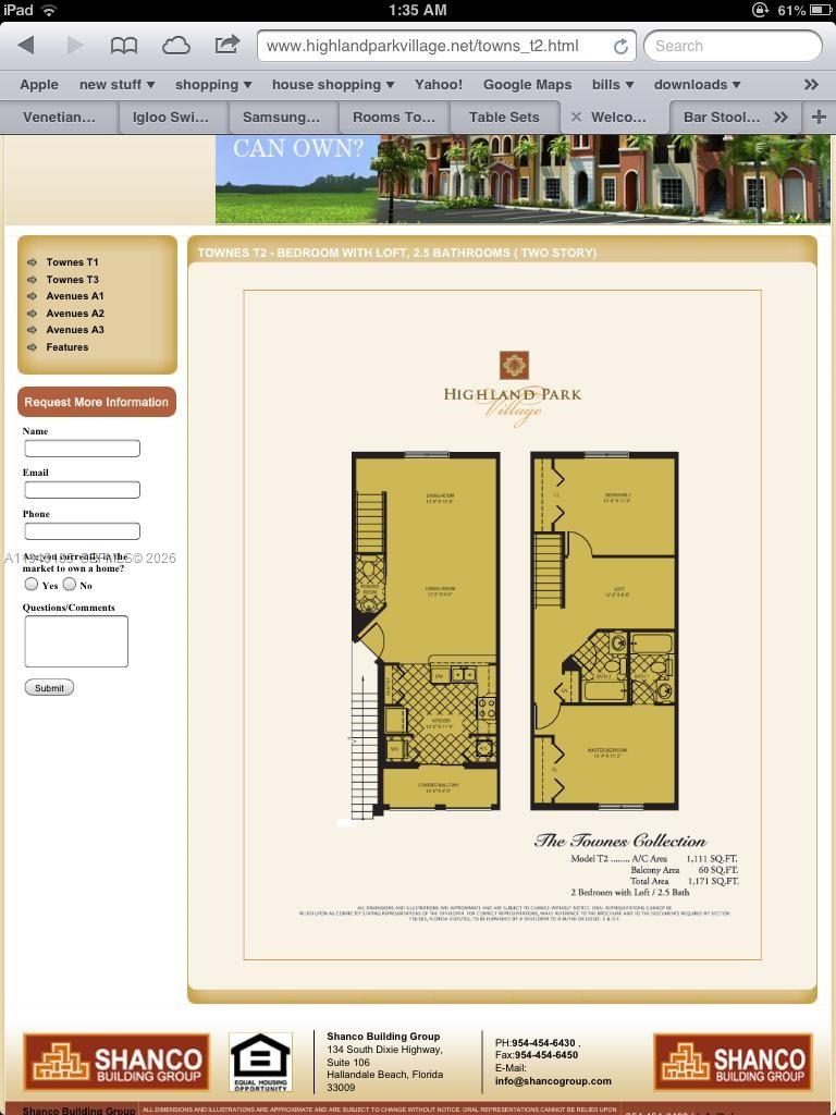 This floor plan shows a two-story residential unit with two bedrooms, a loft, and 2.5 bathrooms — 141 NW 2nd Ave # 7, Hallandale Beach FL 33009, HALLANDALE BEACH, FL