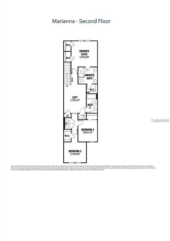 This is a floor plan for the second level of a house named Marianna — 2326 SUMMERLIT STREET, LUTZ, FL