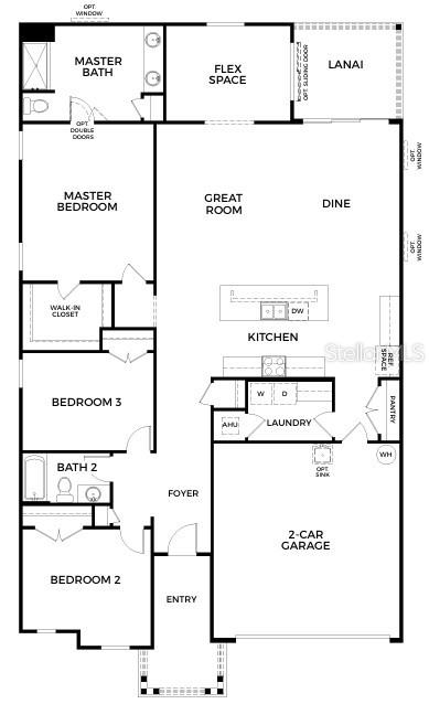 This is a floor plan for a single-story house with three bedrooms and a garage — 17219 NW 173RD DRIVE, ALACHUA, FL