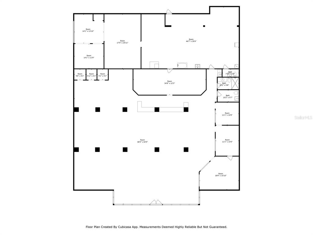 This is a floor plan of a large commercial or residential building with multiple rooms — 669 NE US HIGHWAY 19, CRYSTAL RIVER, FL