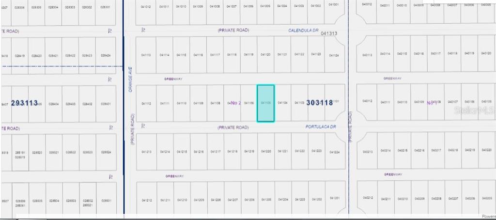 This is a plat map showing a highlighted parcel of land within a residential subdivision — 710 PORTULACA DRIVE, INDIAN LAKE ESTATES, FL