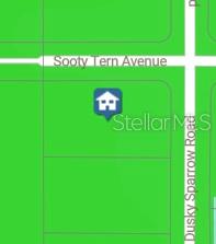 This is a map showing a property location at the corner of two streets — SOOTY TERN AVENUE, WEEKI WACHEE, FL