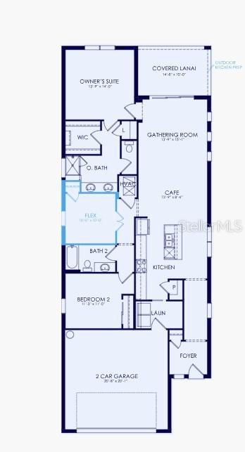 This is a floor plan showing a single-story home with a two-car garage and lanai — 29028 CORAL HARBOUR DRIVE, ENGLEWOOD, FL