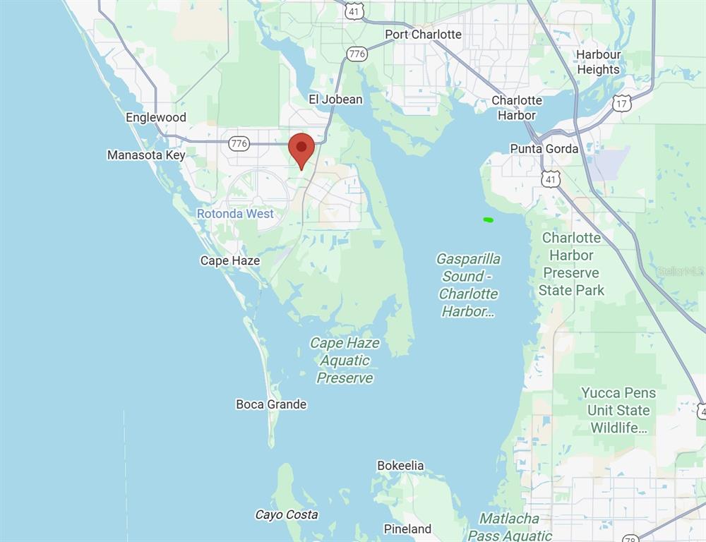 This is a map showing the location of a property in Florida — 277 BAYTREE DRIVE, ROTONDA WEST, FL
