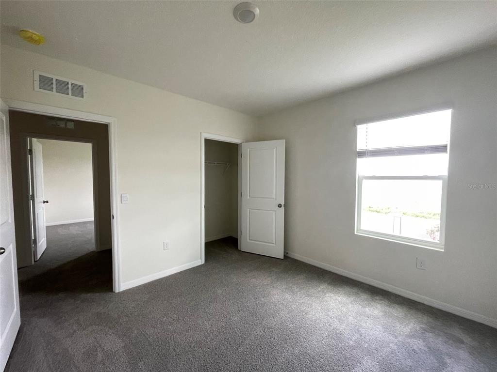 A bedroom with gray carpet, white walls, a closet, and a window — 30859 PENNY SURF LOOP, WESLEY CHAPEL, FL