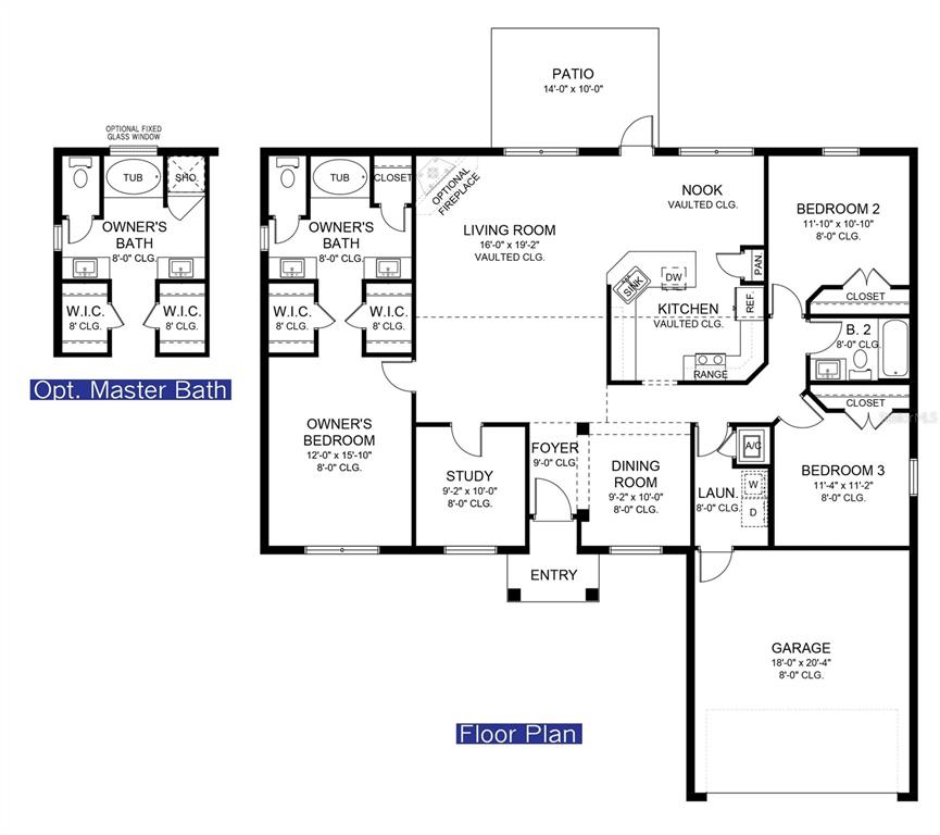 This floor plan shows a three-bedroom home with an open living area and two-car garage — 7832 HOWSER COURT, NORTH PORT, FL