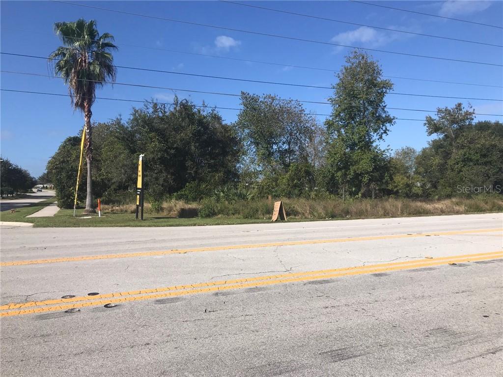 A vacant, grassy lot with a palm tree and a sign sits beside a road — CORNER OF CR 33 AND CENTENNIAL PKWY, MASCOTTE, FL