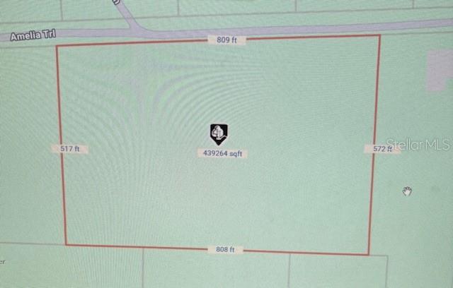 This is a map showing the dimensions and square footage of a rectangular plot of land — Lot 48 AMELIA TRAIL, KISSIMMEE, FL