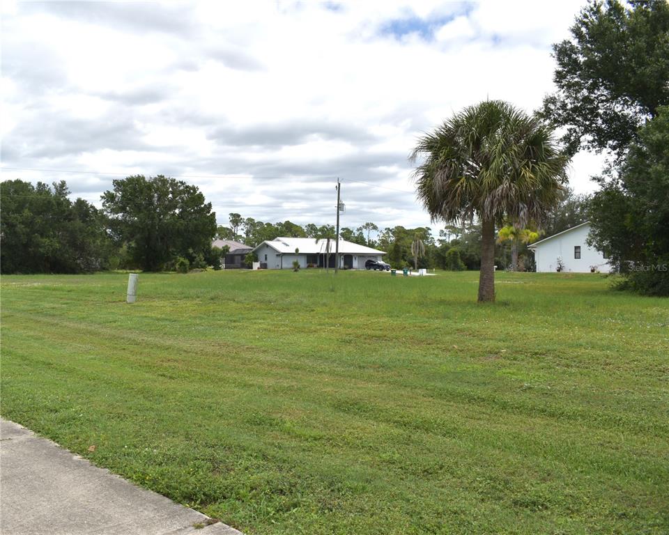 A grassy vacant lot with a palm tree and neighboring houses in the background — 17052 CAPE HORN BOULEVARD, PUNTA GORDA, FL