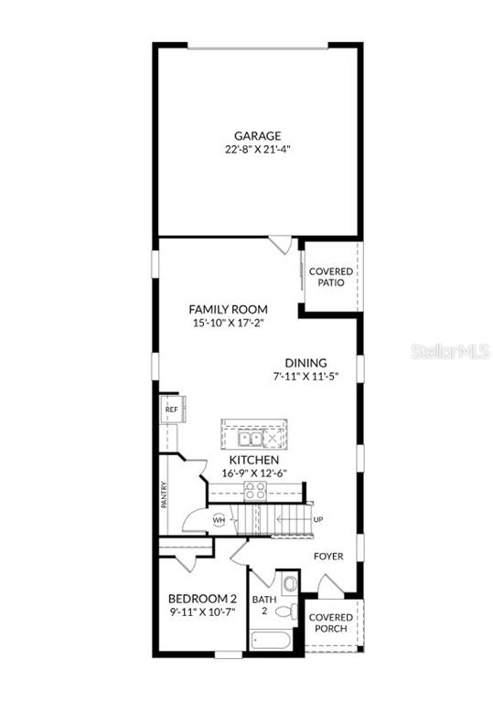 This is a floor plan for the first level of a home featuring a garage — 4692 INNER WORLD LANE, WESLEY CHAPEL, FL