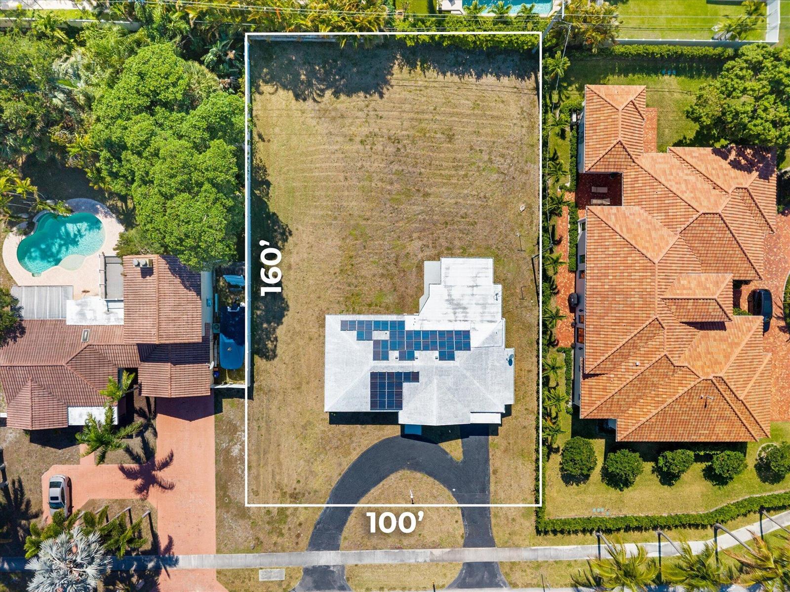 An aerial view shows a rectangular residential lot with a house and a driveway — 1035 NW 4th Avenue, Boca Raton FL 33432, BOCA RATON, FL