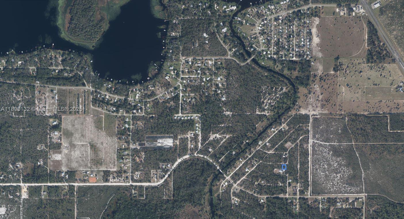 This is an aerial map view of a rural residential area with a highlighted property — 4849 Fortune Avenue, Sebring FL 33875, SEBRING, FL