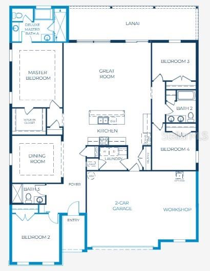 This is a floor plan for a single-story house with four bedrooms and a garage — 11059 N MORRELL DRIVE, CITRUS SPRINGS, FL