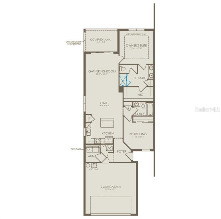 This is a floor plan for a home featuring two bedrooms, two bathrooms, and a garage — 2841 MIDSWEET AVENUE, ST CLOUD, FL
