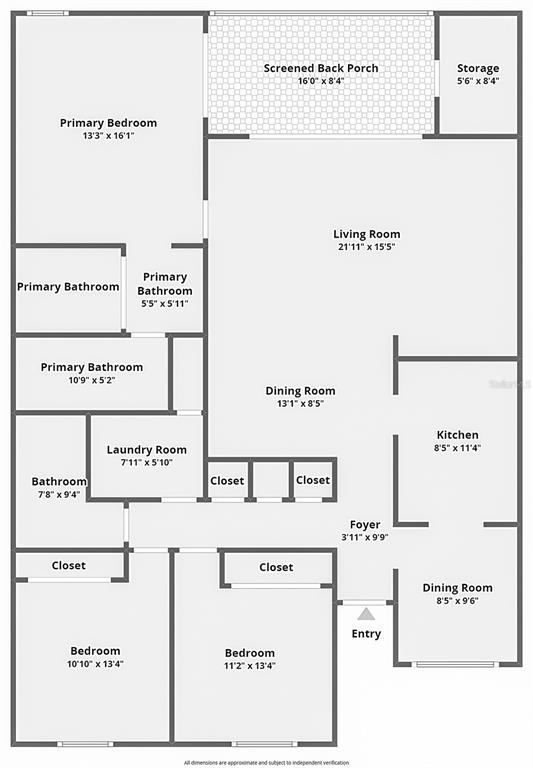 This floor plan shows a three-bedroom home with a screened back porch and multiple bathrooms — 1801 E LAKE ROAD UNIT 20G, PALM HARBOR, FL