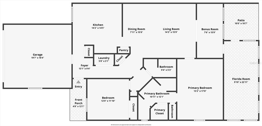 This is a floor plan of a single-story house with a garage and Florida room — 12 EMMONS LANE, PALM COAST, FL
