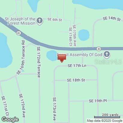 This is a map showing the location of a property near Highway 40 — SE 17TH LANE, OCKLAWAHA, FL