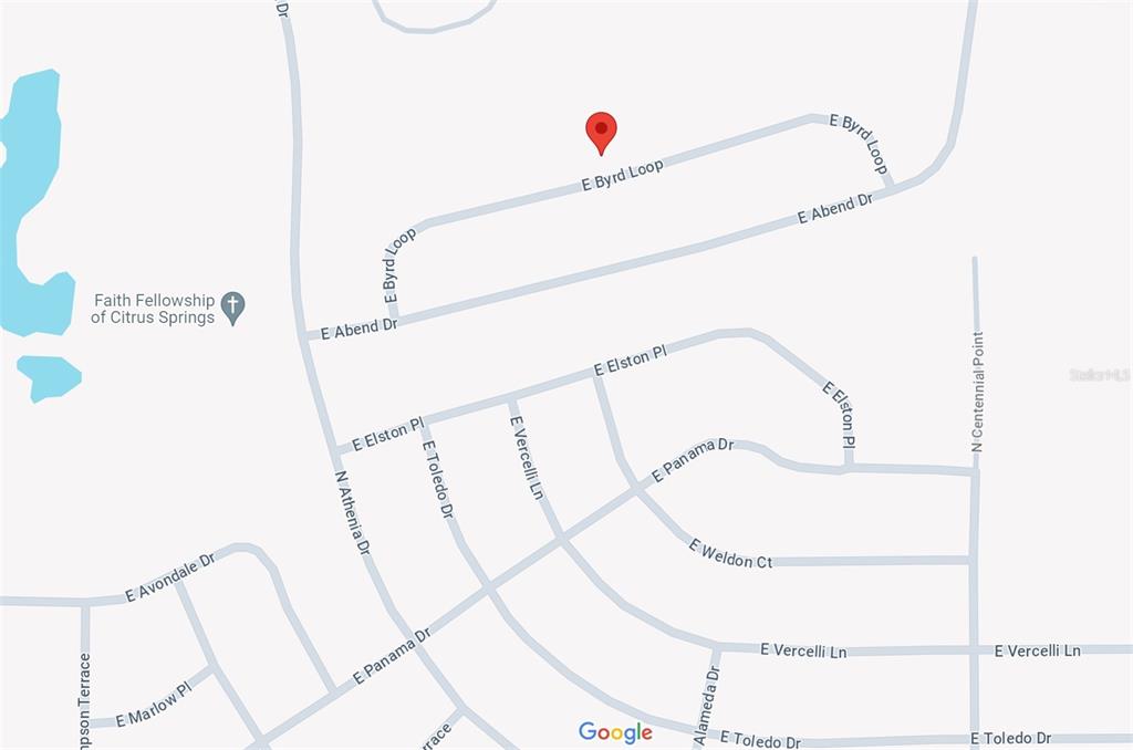 This is a map showing the location of a property on E Byrd Loop — 737 E BYRD LOOP, DUNNELLON, FL