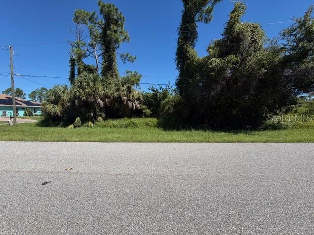 A vacant, overgrown lot sits along a paved road under a clear blue sky — Lot 1 NORDENDALE BOULEVARD, NORTH PORT, FL
