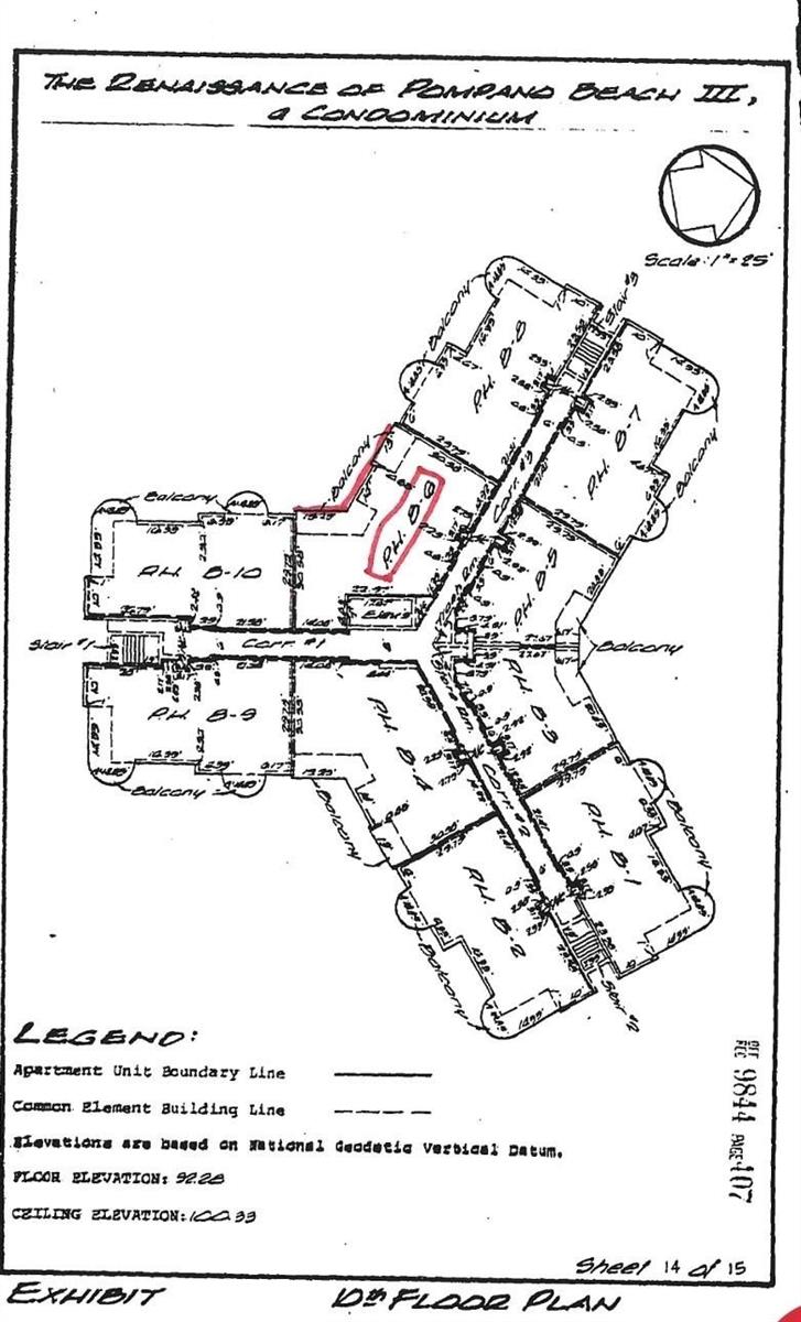 This is a floor plan for the tenth floor of The Renaissance of Pompano Beach III — 1631 S Ocean Boulevard # 1006, Pompano Beach FL 33062, POMPANO BEACH, FL
