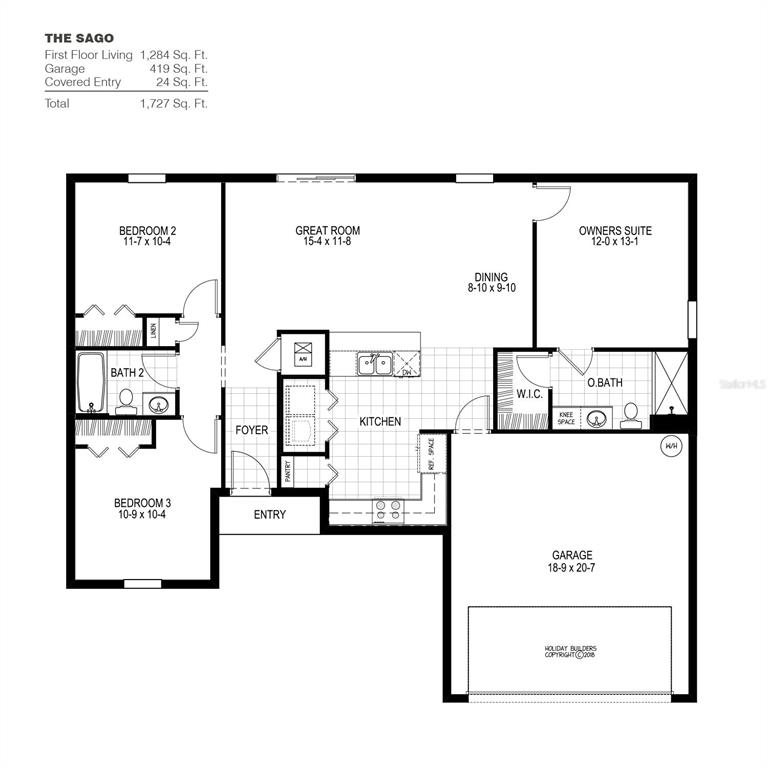 This is a floor plan for a single-story house featuring three bedrooms and a garage — 18423 TEMPLE AVENUE, PORT CHARLOTTE, FL