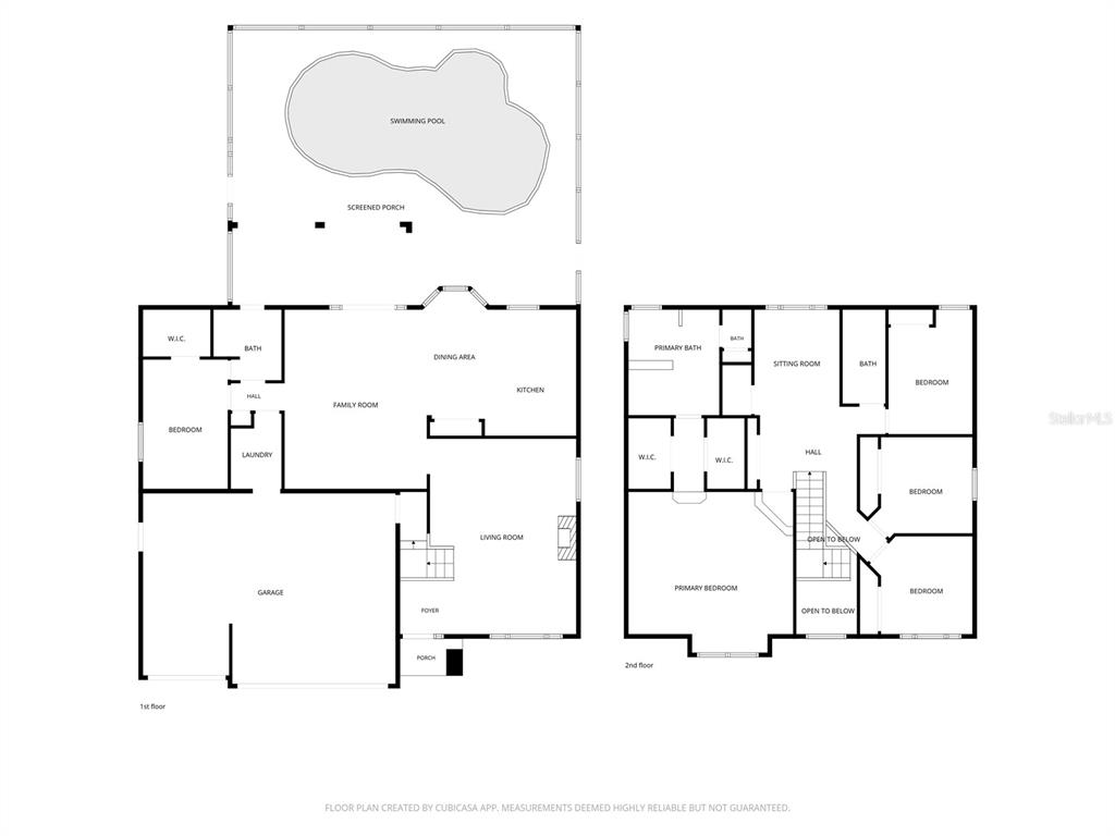 This is a two-story floor plan featuring a garage, swimming pool, and multiple bedrooms — 27015 FIREBUSH DRIVE, WESLEY CHAPEL, FL
