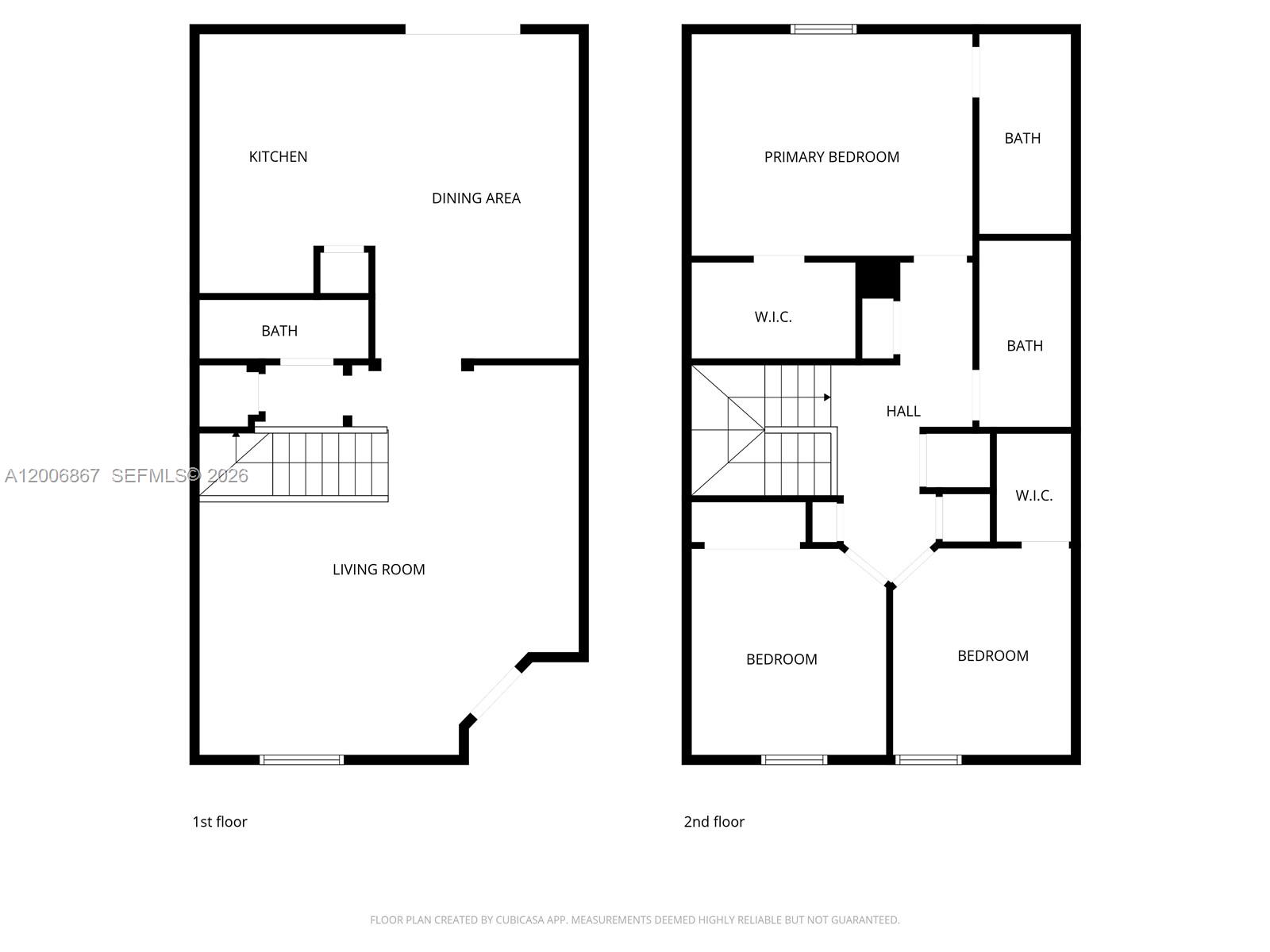 This is a two-story floor plan showing a living area, kitchen, and three bedrooms — 12429 NW 23rd Ct, Miami FL 33167, MIAMI, FL